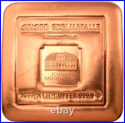 1000G Geiger Edelmetalle Pure Copper Square 1 Kilo 999.9 Sealed Numbered