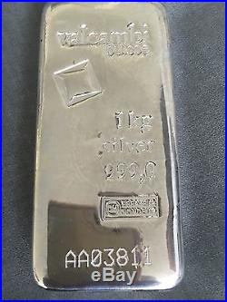 1000g 1 kilo Solid Silver Bar Suisse