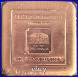 1000gram (1 Kilogram). 999 Copper Geiger Edelmatalle Sq Bar #g1000cu011192