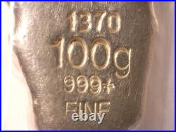 100 Gram 999 Silver Bullion Skull #3 YPS Yeager's Poured Silver DDR