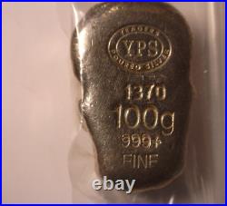 100 Gram 999 Silver Bullion Skull #3 YPS Yeager's Poured Silver DDR