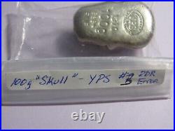 100 Gram 999 Silver Bullion Skull #3 YPS Yeager's Poured Silver DDR