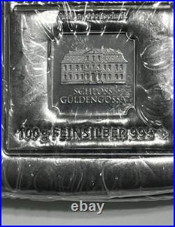 100 Gram Geiger Edelmetalle. 9999 Fine Silver Square Cast Bar Sealed SN 002845