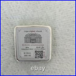 100 Gram Geiger Edelmetalle Silver Square Cast Bar LOW SERIAL #000190