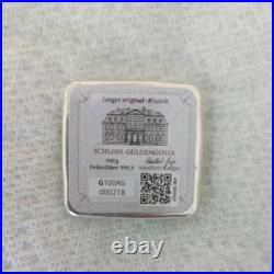 100 Gram Geiger Edelmetalle Silver Square Cast Bar LOW SERIAL #000218