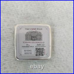 100 Gram Geiger Edelmetalle Silver Square Cast Bar LOW SERIAL #000218