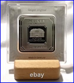 100 Gram Geiger Silver Bar Edelmetalle. 999 Fine Original Square in Assay