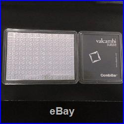 100 Grams 999 Solid SILVER Valcambi Suisse Combibar (100x1gram bar) with ASSAY