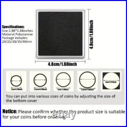 100 Square Coin Protective Capsule Black Adjustable Foam Insert Rings 20mm-40mm