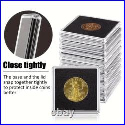 100 Square Coin Protective Capsule Black Adjustable Foam Insert Rings 20mm-40mm