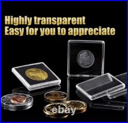 100 Square Coin Protective Capsule Black Adjustable Foam Insert Rings 20mm-40mm