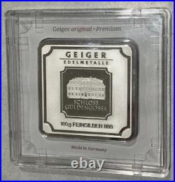 100 gram Silver Bar Geiger Edelmetalle (Original Square Assay)