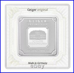 100 grams Geiger Original square. 999 fine silver bar in assay