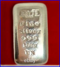 100g. 999 Solid Silver Bar Ingot, Novelty Silver Item, Cool Paperweight