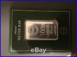 100g Royal Mint Solid Silver Bar