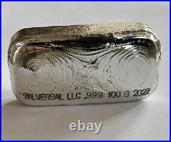 100g SILVER 999 hand poured bar. 100 gram 99.9% pure solid silver 2023