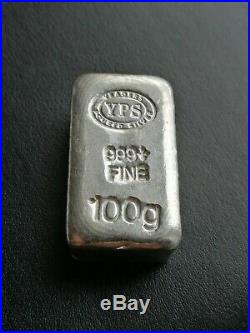 100g YPS Yeagers Poured Silver Bar 999 solid pure bullion #0151