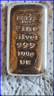 100g pure solid silver bullion bar 999