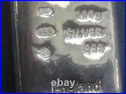 100g solid silver 999 bullion bar