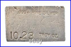 10.23 Troy Oz Silver Bar Vintage Poured Rectangle 4679
