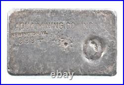 10.29 Troy Oz Silver Bar Vintage Poured Rectangle Aqua Mining Co Inc 4680 10.29 Troy Oz Silver Bar Vintage Poured Rectangle Aqua Mining Co Inc 4680