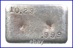 10.29 Troy Oz Silver Bar Vintage Poured Rectangle Aqua Mining Co Inc 4680 10.29 Troy Oz Silver Bar Vintage Poured Rectangle Aqua Mining Co Inc 4680