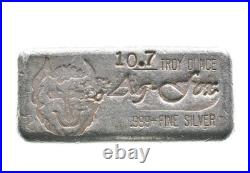 10.7 Troy Oz Silver Bar AG Fox Vintage Poured 8054