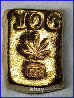 10 Gram Solid 24ct Gold Bar 999.9 Pure Fine Bullion Poured Nugget AU Cast