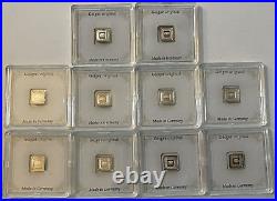 10 Grams of Geiger Edelmetalle Lot of (10) 1 Gram Bars All in Assay Nice Toning