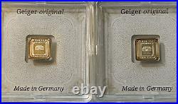 10 Grams of Geiger Edelmetalle Lot of (10) 1 Gram Bars All in Assay Nice Toning