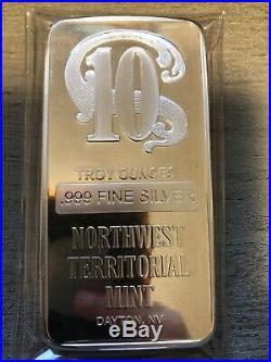 10 OZ SOLID. 999 SILVER BARS From Northwest Territory Mint