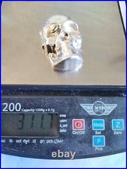 10 Oz 999 Cast Fine Solid Silver Bullion Bar / Ingot Skull Lot 13