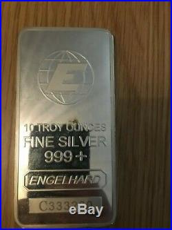 10 Oz Englehard Solid Silver Bar 10 Troy Ounce Bullion
