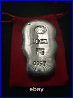10 Oz YPS Yeagers Poured Silver Bar 999 Solid Pure bullion