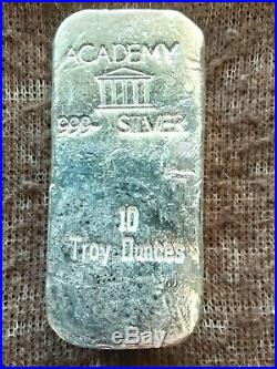 10 Troy OZ. 999 Fine Silver HAND POURED Old Style Square Loaf Bar (283.5 g)
