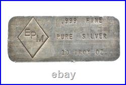 10 Troy Oz Silver Bar EPM Vintage Poured 8056