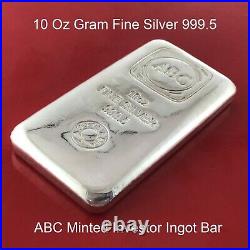 10 oz 999.5 Purity Solid Silver Bullion ABC Australia Minted Investor Ingot Bar
