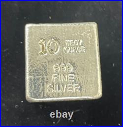 10 oz 999 Fine Silver Bar Yeager's Poured Silver YPS Cube