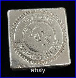 10 oz 999 Fine Silver Bar Yeager's Poured Silver YPS Cube