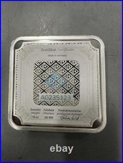 10 oz Geiger Edelmetalle Security Line Square Silver Bar. 999 with Serial A0235123
