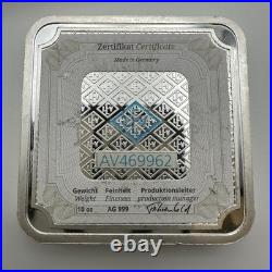 10 oz Geiger Edelmetalle Security Line Square Silver Bar. 999 with Serial AV469962
