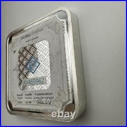 10 oz Geiger Edelmetalle Security Line Square Silver Bar. 999 with Serial AV469962