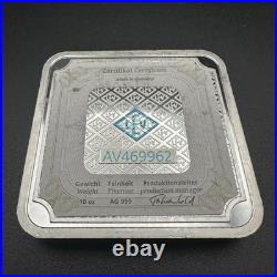 10 oz Geiger Edelmetalle Security Line Square Silver Bar. 999 with Serial AV469962