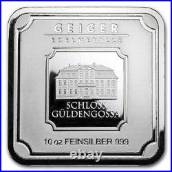 10 oz Silver Bar Geiger original 999 Fine Silver square design- SKU# A015