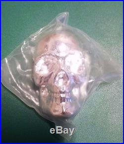 10 ozt YPS 3D. 999 Fine Solid Silver SKULL Yeager's Poured Hand Silver YPS oz