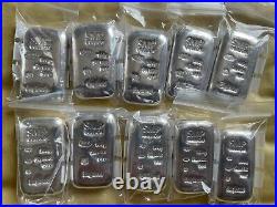 10 x 100 grams smp silver bullion bars 999 solid silver