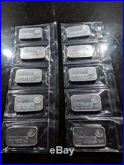 10 x 100g Umicore. 999 Solid Silver Bullion Bars Will Exchange For Gold Coins