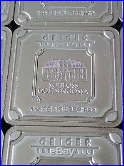 10 x 1 oz Geiger Edelmetalle Schloss Guldengossa Square Silver Bar