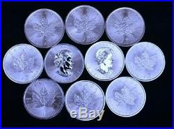 10 x 2020 Canadian Maple Silver Coins BUNC 1 oz. Solid Silver