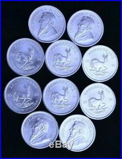 10 x 2020 South African Krugerrand Silver Coins BUNC 1 oz. Solid Silver